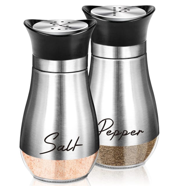 Ensemble De Salière Et Poivrière, Salière Et Poivrière De 120 Ml À Fond En Verre Avec Couvercle En Acier Inoxydable, Idéales Pour La Cuisine, La Table De Cuisson, Le Camping-car Et Le Camping.