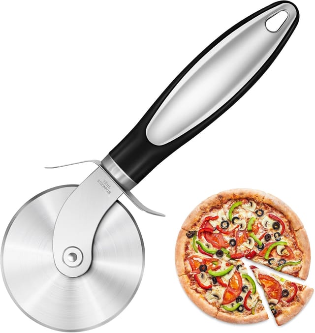 Grand Coupe Pizza En Acier Inoxydable Avec Lame Tranchante Manche Antidérapant Pour Cuisine Et Pâtisserie