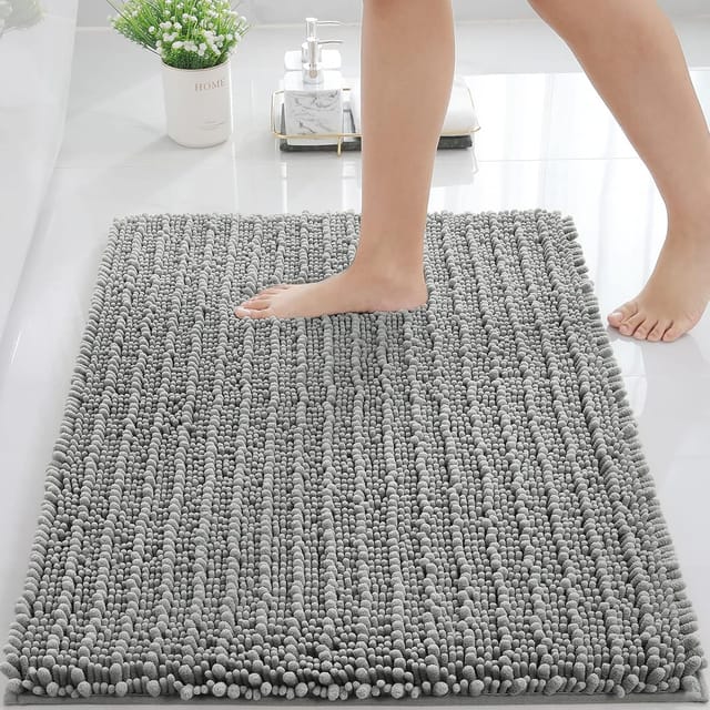 Tapis De Sol Pour Salle De Bain Ultra Doux Absorbant Antidérapant Lavable En Machine Pour Douche Et Baignoire