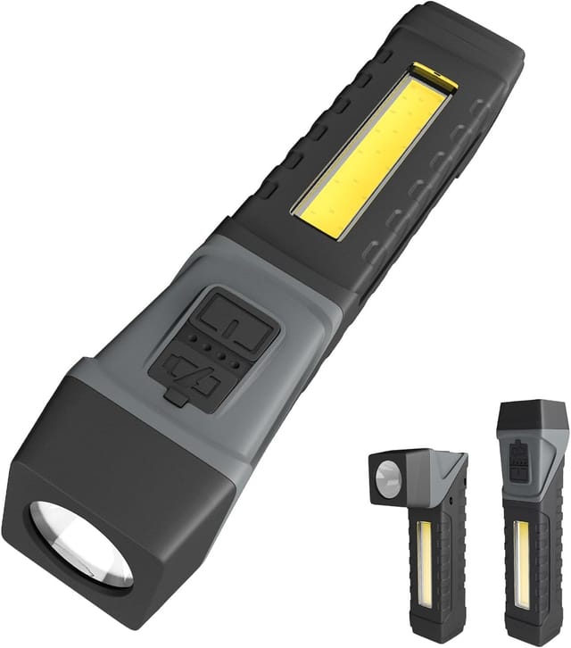 Lampe De Travail Led À Quatre Vingt Dix Degrés Avec Clip Aimant Rechargeable Cinq Modes Étanche Et Portable
