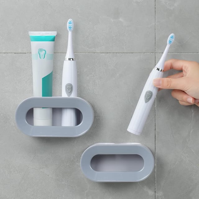 Porte-brosse À Dents Universel, 2 Supports Pour Brosses À Dents Électriques, Support Mural Avec Trou De Drainage, Support Sans Perçage, Support Pour Salle De Bain