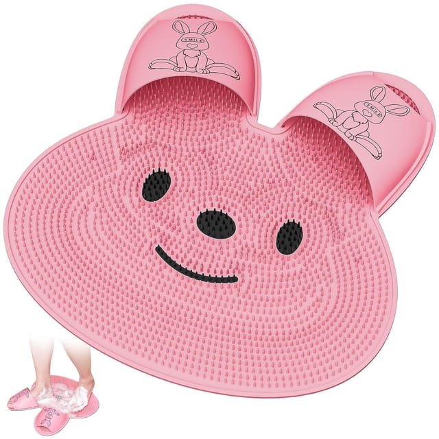Tapis De Douche Amélioré Avec Ventouses Antidérapantes, Tapis De Douche En Silicone En Forme De Lapin Pour Hommes Et Femmes