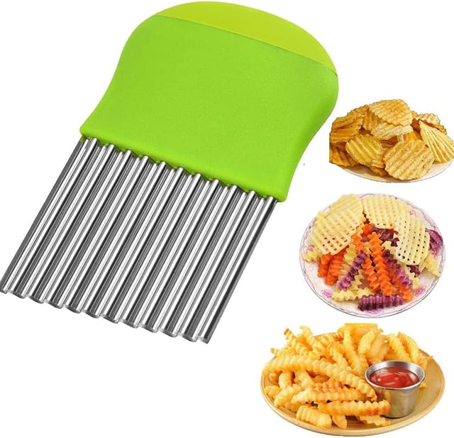 Couteau À Frites Wave, Coupe-légumes En Acier Inoxydable, Coupe-pommes De Terre Wave, Couteau À Salade De Fruits Et Légumes, Coupe-frites (vert)
