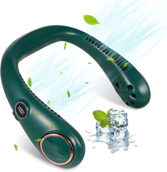 Ventilateur De Cou Rechargeable Usb 3000mah - 3 Vitesses, 360°, Led, Jusqu'à 24h Autonomie Bureau/sport