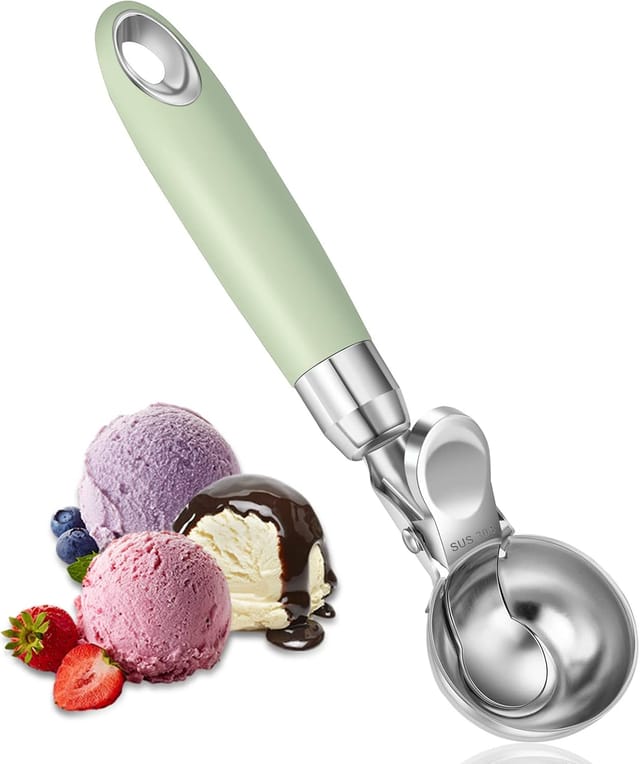 Cuillère À Glace Avec Éjecteur En Acier Inoxydable Manche Ergonomique Pour Riz Et Melon Outil Pour Boules De Cookie