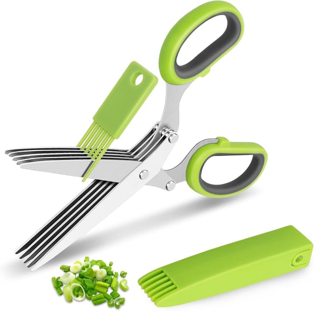 Ciseaux À Herbes En Acier Inoxydable Trois Lames Pour Cuisine Structure Stable Manche Ergonomique Coupe Rapide Pour Herbes Aromatiques