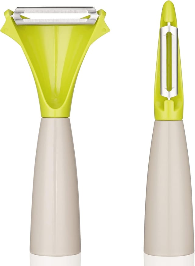 Ensemble D'Éplucheurs Universels, 2 Éplucheurs Pour Fruits Et Légumes, Format Sur Pied, En Acier Inoxydable Avec Lames Rotatives, À Double Tranchant.