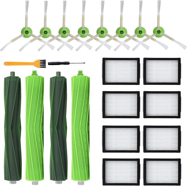 Pièces De Rechange Pour Aspirateurs Irobot Roomba I7 I7+ I3 I3+ I4 I4+ I6 I6+ I8 I8+ E5 E6 E7 Et J7 J7+ : 2 Jeux De Brosses En Caoutchouc, 8 Filtres Hepa, 8 Brosses Latérales