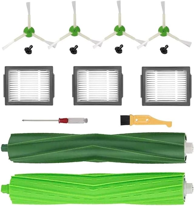 Pièces De Rechange Pour Aspirateur Irobot Roomba I7 I7+ I3 I3+ I4 I6 I6+ I8 I8+ E5 E6 E7 : 1 Jeu De Brosses En Caoutchouc Multi-surfaces, 3 Filtres Hepa Et 4 Brosses Latérales.