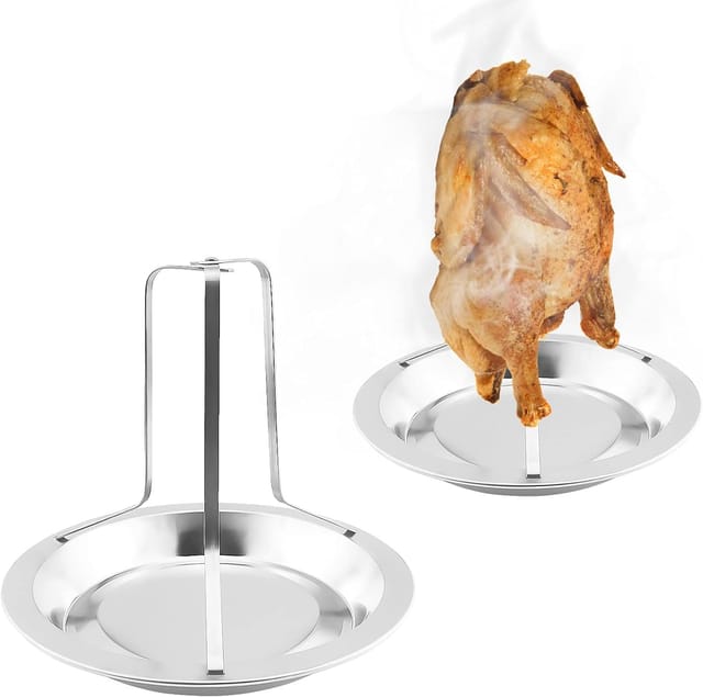 Grille À Poulet Verticale Pliable En Acier Inoxydable, Support Pour Bière Canette Et Rôtisserie