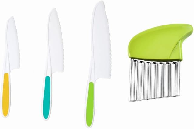 Set De Couteaux De Cuisine Pour Enfant Avec Lame Dentelée Sécurisée Pour Couper Fruits Et Légumes En Toute Sécurité