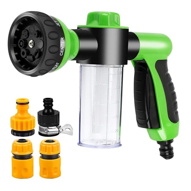 Pistolet D Arrosage Haute Pression Pour Jardin Avec Réservoir A Mousse Lavage Voiture Et Arrosage Plantes Raccord Rapide Pratique