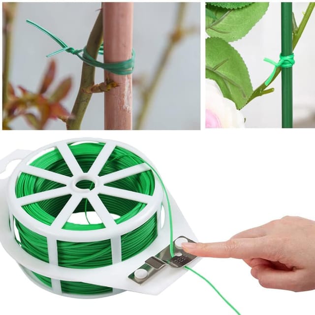 Rouleau De Cent Mètres De Fil De Jardin Vert Avec Coupe Fil Pour Plantes Grimpantes Et Tomates Outil Jardinage