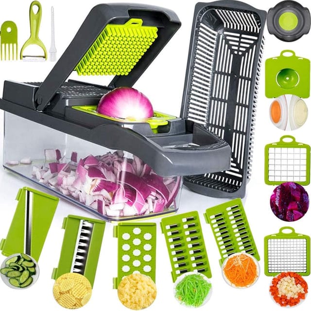 Coupe Légumes Treize En Un Avec Sept Lames Réglables Pour Trancher Et Râper Accessoire De Cuisine Multifonction