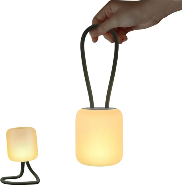 Lampe De Camping Flexible Dimmable Rechargeable Pour Tente Et Extérieur Vert Avec Socle Et Suspension