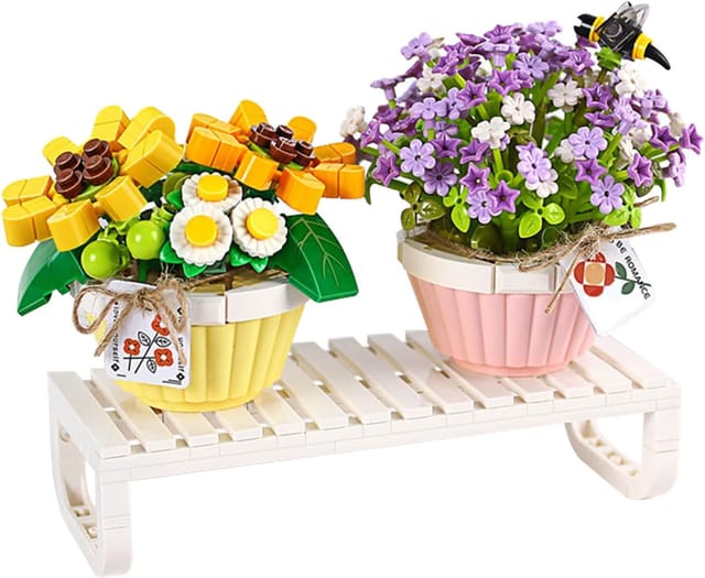 Ensemble De Fleurs Artificielles En Briques De Construction, Tournesols Et Marguerites, Idéal Pour Décoration Intérieure Et Cadeau Homme Ou Femme