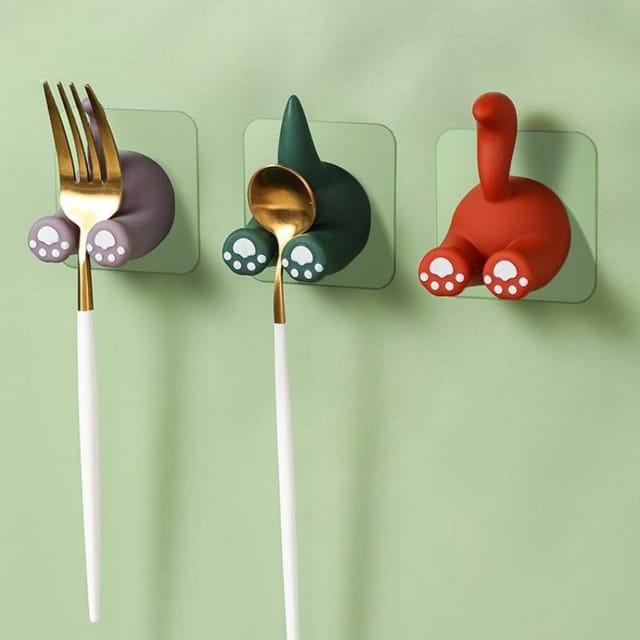 Lot De 3 Porte-brosses À Dents Mignons, Support Mural De Rangement Pour Brosses À Dents, Crochet En Forme De Queue D'Animal Rigolo, Accessoire De Salle De Bain