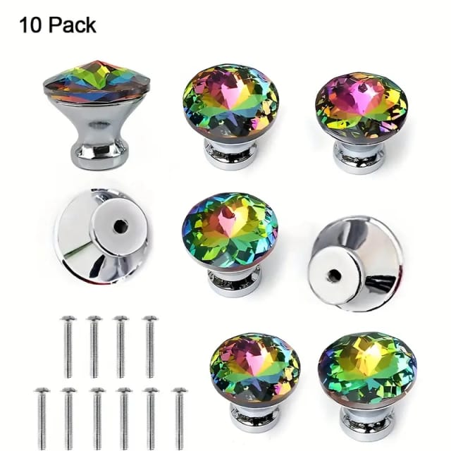 Lot De Dix Poignees De Meuble En Verre Cristal Pour Tiroirs Et Placards Accessoires De Quincaillerie Pour Cuisine Et Salle De Bain