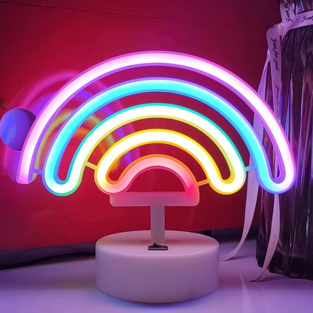 Enseigne Néon Avec Base Alimentation Usb Ou Piles Lampe De Table Pour Décoration De Chambre Cadeau Anniversaire Et Mariage