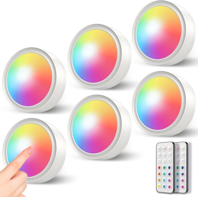 Spot Led Rgb À Piles Avec Télécommande, Éclairage De Vitrine Sans Fil À 13 Couleurs, Intensité Variable, Fonctionnant Sur Piles.