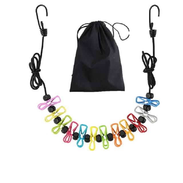 Étendoir À Linge Portable Et Rétractable Pour Les Voyages, Avec 12 Pinces À Linge, Pour Sécher Le Linge À L'Intérieur Et En Camping.