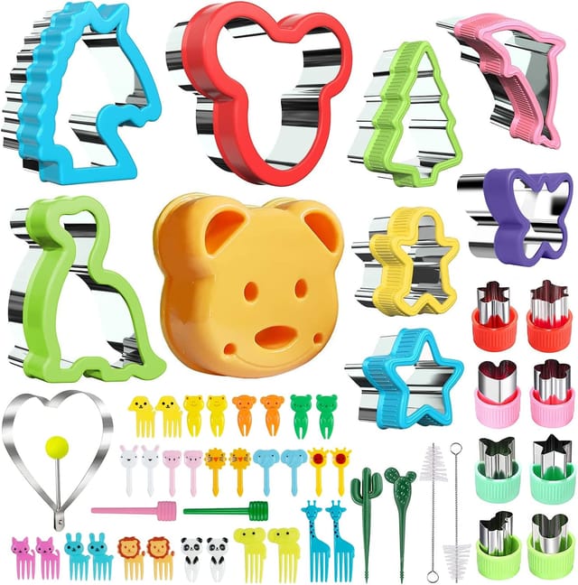Ensemble De 54 Emporte-pièces, Emporte-pièces À Pain Pour Enfants, Emporte-pièces Pour Sandwichs, Légumes Et Fruits, En Acier Inoxydable, Poignée Ergonomique Amovible.