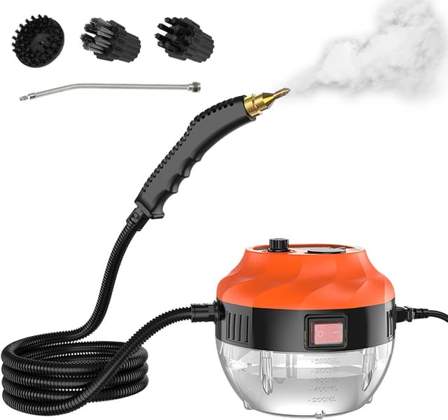 Appareil De Nettoyage Vapeur Portable Haute Pression Deux Mille Huit Cents Watts Avec Trois Brosses Pour Maison Et Voiture