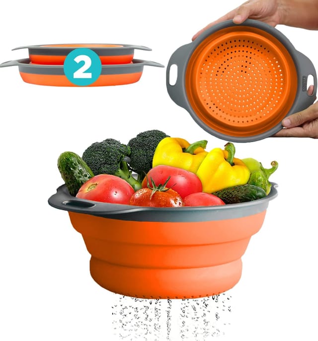 Ensemble D Entonnoirs Et Filtres Pliables Deux Et Trois Quarts Pour Passoire De Cuisine Égouttoir Pour Pâtes Et Légumes
