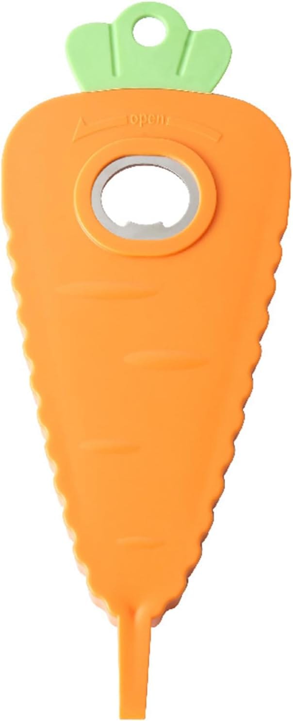 Ouvre-boîte Magnétique Forme Carotte Multifonction - Ouvre-bouteille/bocal Avec Autocollant Frigo