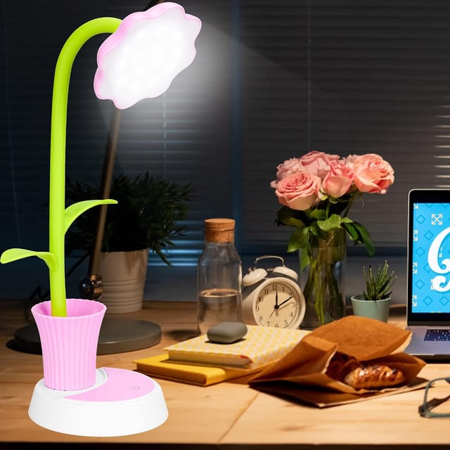 Lampe De Bureau Led Tactile Avec Porte-stylo, Veilleuse Dimmable Rechargeable Usb Pour Enfant Et Étudiant