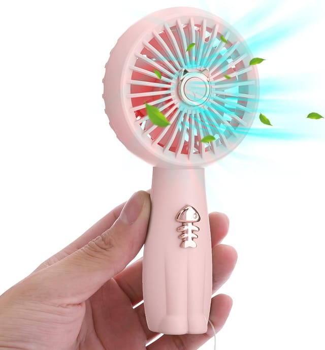 Petit Ventilateur Portable Rechargeable Avec Led, Mini Usb Mignon Pour Enfant, École Et Voyage, Puissance Suffisante