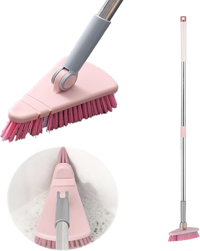Brosse Triangulaire Pour Sols, Brosse À Poils Durs À Long Manche, Brosse Pour Carrelage, Brosse De Nettoyage Pour Salle De Bain