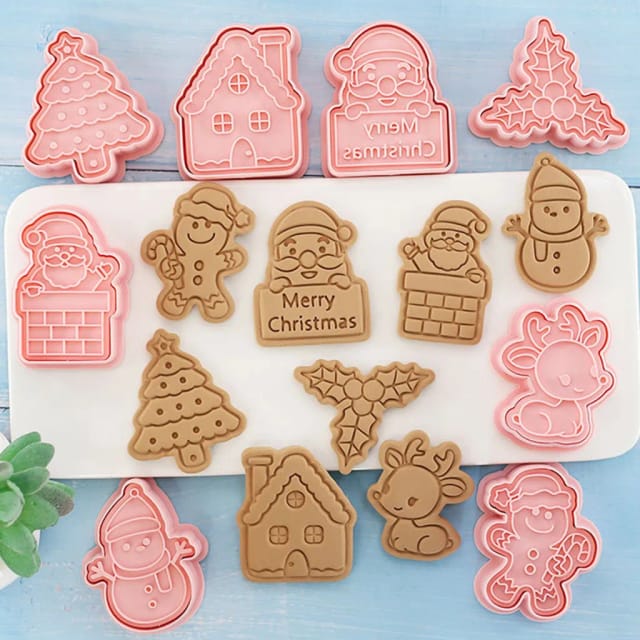 Lot De Huit Emporte Pièces 3d Pour Biscuits De Noël Pour Décoration De Gâteaux Accessoires De Pâtisserie Pour Fêtes