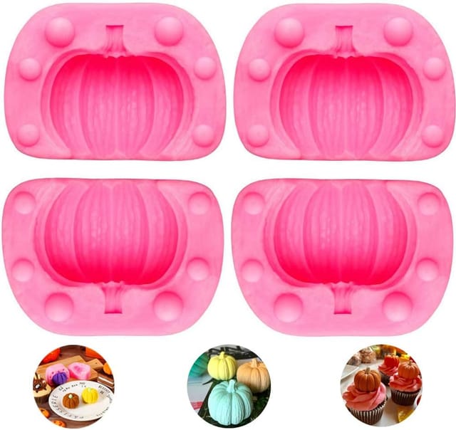 Lot De 4 Moules En Silicone Citrouille 3d Pour Pâtisserie, Moules Pour Gâteaux, Chocolats Et Bonbons D’halloween