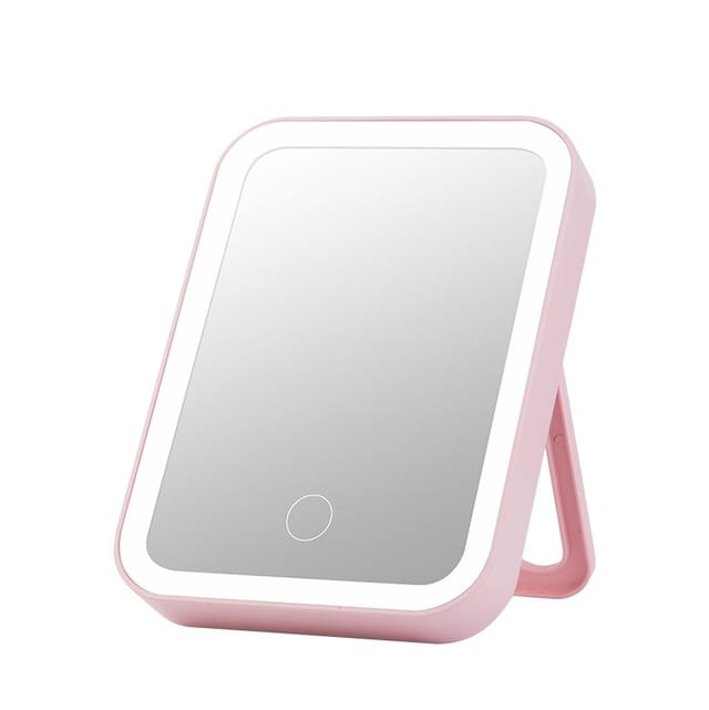 Miroir Cosmétique Led Carré Rechargeable - 3 Éclairages, Tactile, Idéal Étudiant Et Cadeau Femme
