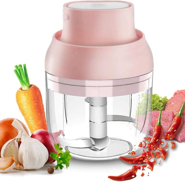 Râpe Électrique, Robot Culinaire Électrique Portable 250 Ml, Mixeur À Légumes Rechargeable Usb Avec 3 Lames Tranchantes, Mini-broyeur Pour Aliments Pour Bébés, Viande, Oignons, Ail Et Fruits