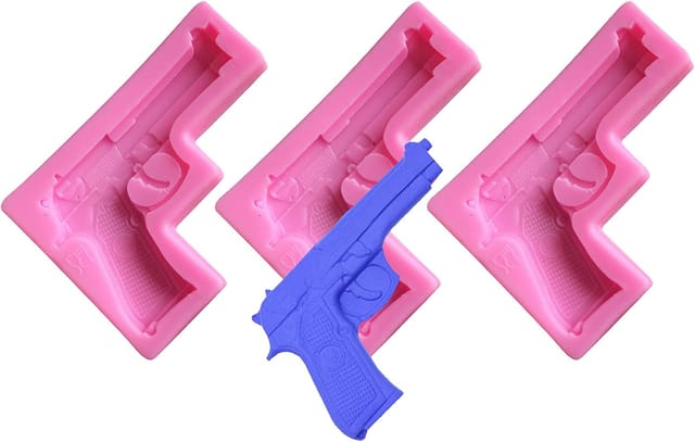 Lot De Trois Moules En Silicone Pour Gâteaux En Forme De Pistolet Pour Pâtisserie Diy Et Chocolat Accessoire Créatif