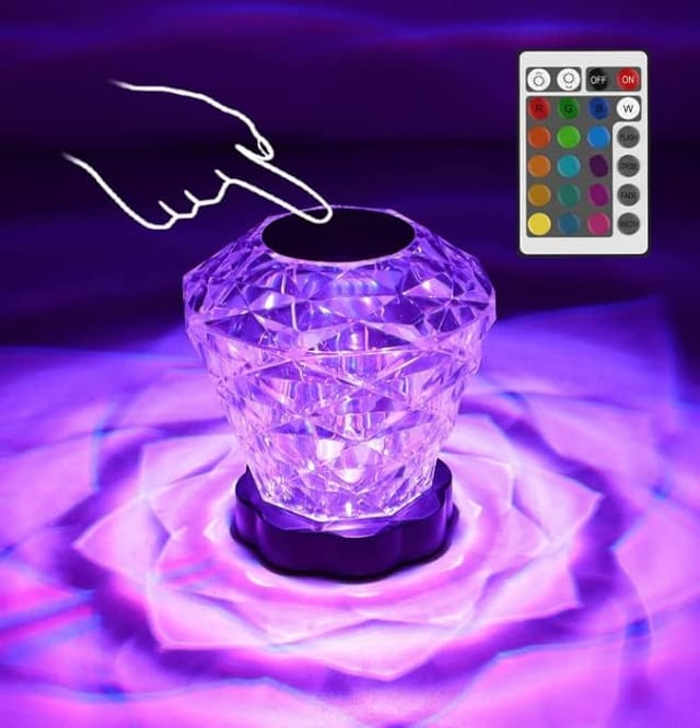 Lampe De Bureau En Cristal, Lampe Décorative, 16 Couleurs, 4 Modes, Lampe En Cristal Rose Avec Commande Tactile Et Télécommande, Lampe De Chevet Led À Intensité Variable Rechargeable Par Usb