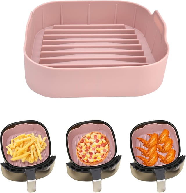 Panier De Remplacement Carré Multifonction Pour Friteuse À Air Rose Accessoire De Cuisson Pour Frites Et Légumes Gratinés Design Moderne