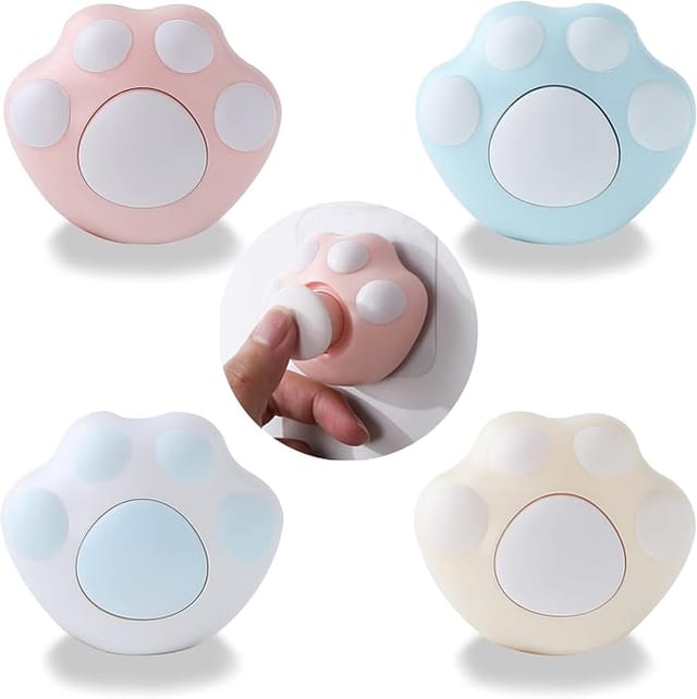 Lot De 4 Crochets Muraux En Forme De Patte De Chat Adhésifs Sans Perçage, Support Pour Clés Et Accessoires De Cuisine Et Salle De Bain
