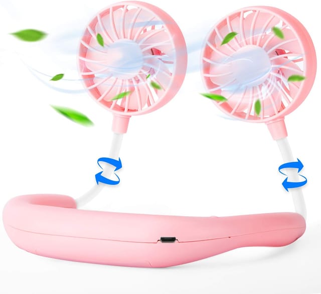 Ventilateur De Cou Portable Usb Trois Cent Soixante Degrés Mains Libres Pour Bureau Maison Et Voyage Rafraîchissant