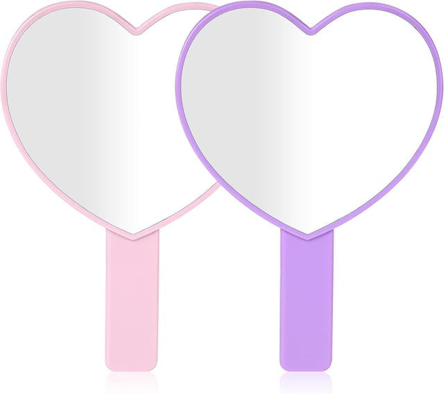 Mini Miroir Cosmétique Avec Poignée, Miroir De Maquillage En Forme De Cœur, Miroir De Maquillage De Voyage, Miroir Cosmétique À Main Avec Poignée