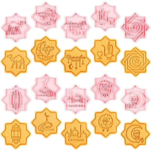 Lot De Dix Emporte Pièces Eid Moubarak 3d Pour Biscuits Islamiques Moules Pour Pâtisserie Et Décoration De Ramadan