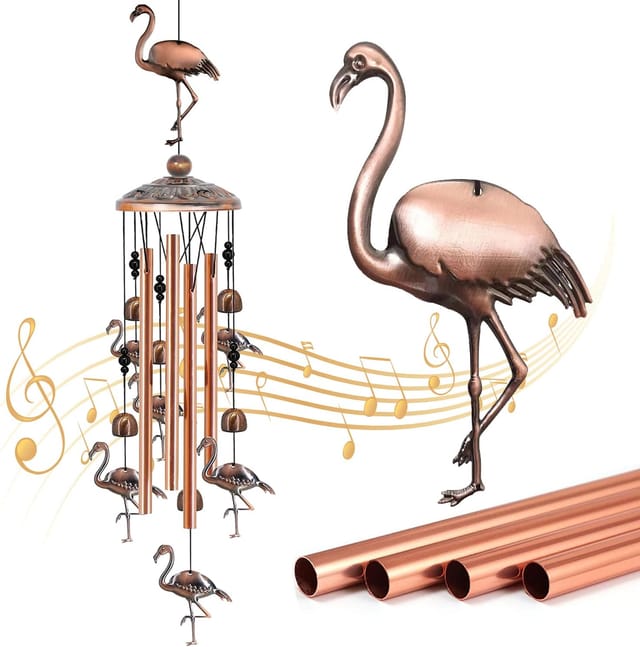 Carillon À Vent Flamant Rose Pour Extérieur Cadeau Pour Femme Et Grand Mère Décoration De Jardin Pour Patio Et Terrasse Original
