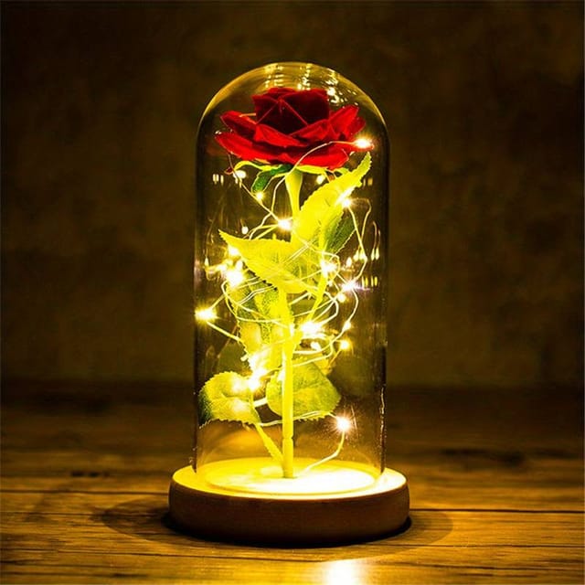 Lampe Led Rose Éternelle En Aluminium - Décoration Romantique Pour Chambre Et Cadeaux