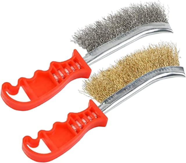 Set De Deux Brosses Métalliques En Acier Et Laiton Pour Enlever La Rouille Et Les Scories Outil Bricolage