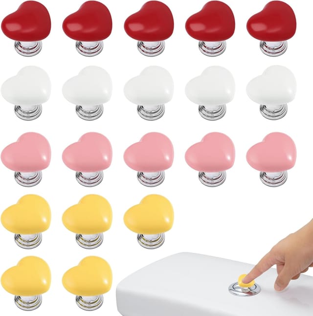 Lot De 20 Boutons De Réservoir De Toilette En Forme De Cœur, Couvercles De Protection Pour Clous, Poignées Et Accessoires Pour Couvercles De Toilettes Et Meubles.
