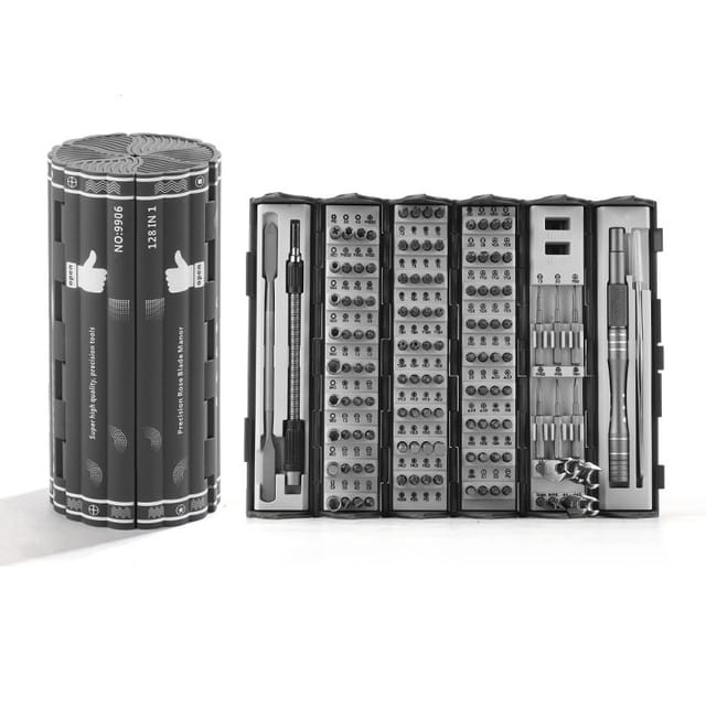Jeu De Tournevis Compact 128 En 1, Tournevis Manuel Multifonctionnel, Jeu De Tournevis Magnétique Avec Tige Flexible