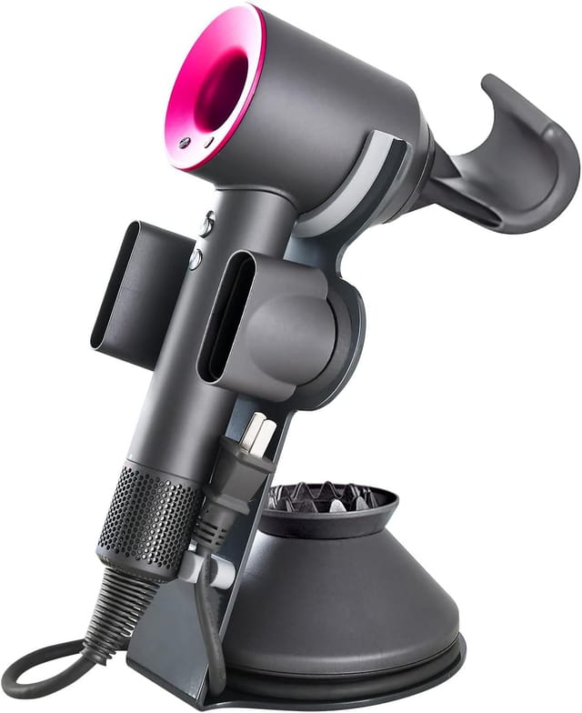Porte Sèche Cheveux Magnétique Avec Prise Et Gestionnaire De Câble En Aluminium Pour Salle De Bain