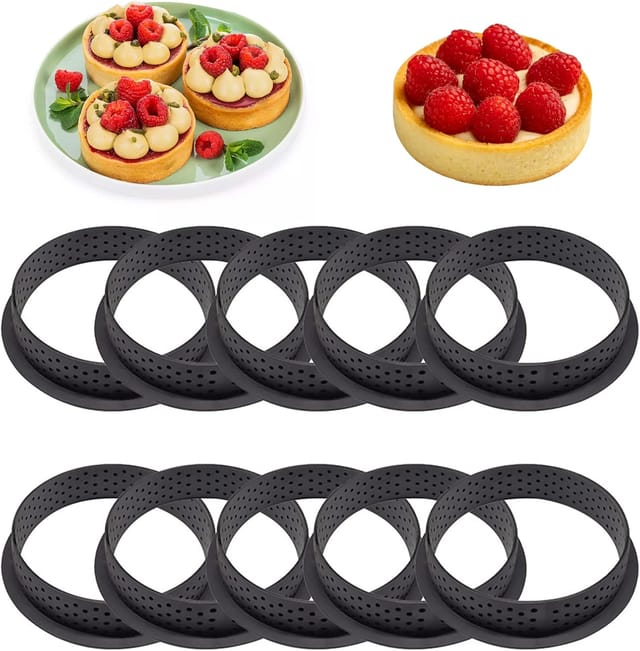 Lot De Dix Cercles À Gâteau En Acier Inoxydable Non Adhérents Pour Mousse Et Entremets Accessoire De Pâtisserie Et Décoration